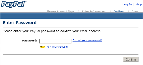 Confirm Password In PayPal