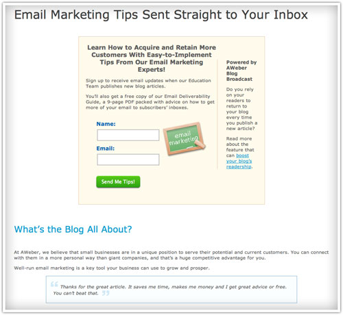 email marketing tips sent straight to inbox example