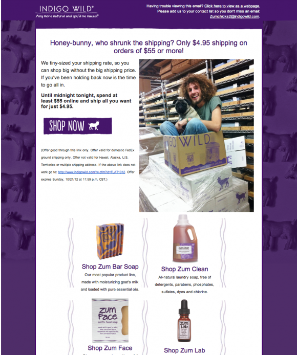 Indigo Wild images in emails