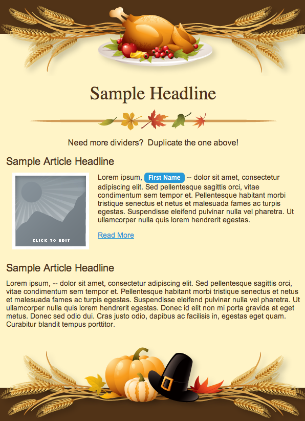 Free Email Templates to Celebrate Thanksgiving AWeber