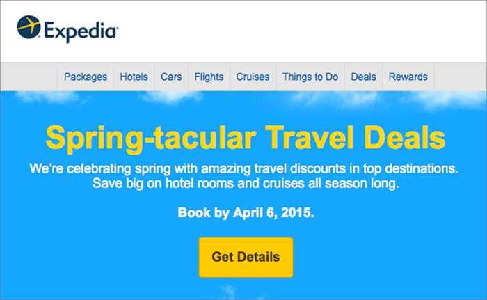 Spring inspired email from Expedia