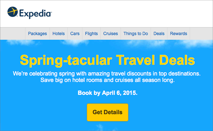 E-mail inspiré du printemps d'Expedia