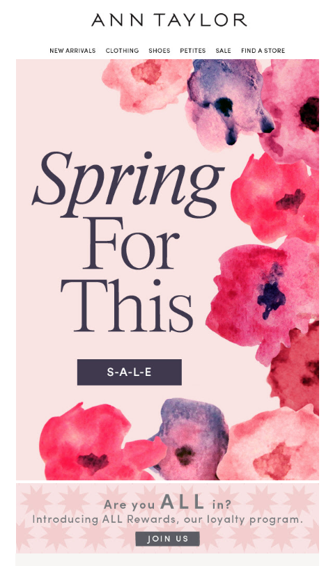 spring email from Ann Taylor
