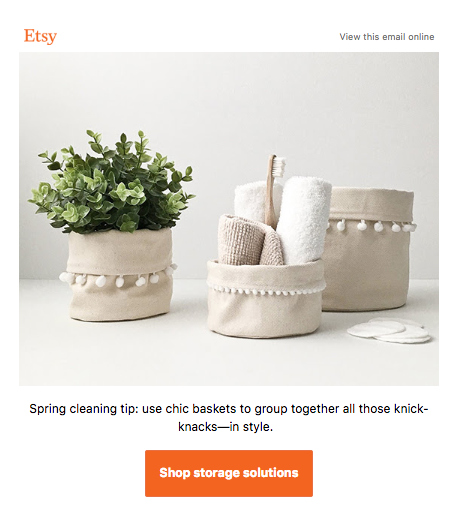 spring email from Etsy