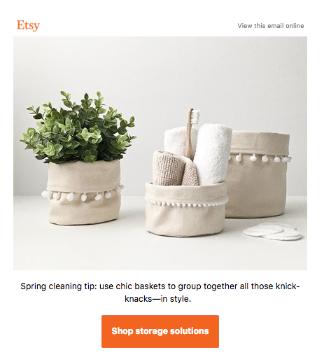 e-mail de printemps d'Etsy