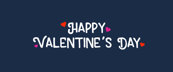 Happy Valentine's Day GIF with hearts appearing around the message