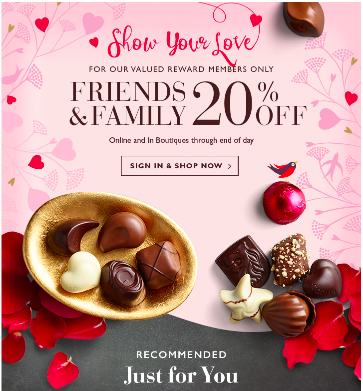an example of a discount email from Godiva