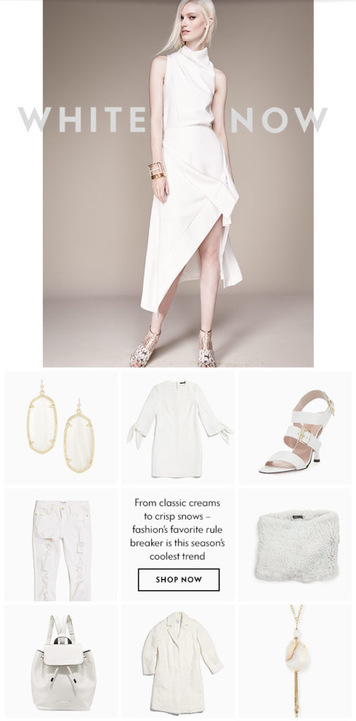 Email example from CUSP promoting all white products for sale