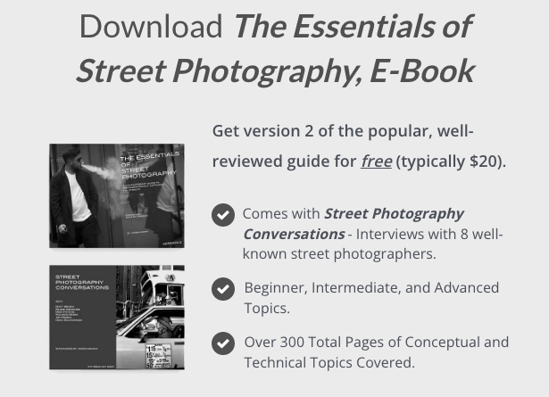 James Maher's lead magnet popup form for his ebook, The Essentials of Street Photography