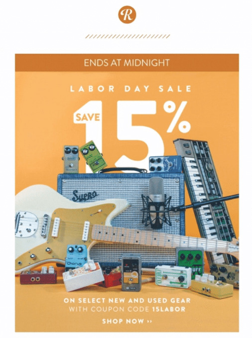 Labor Day sale email example