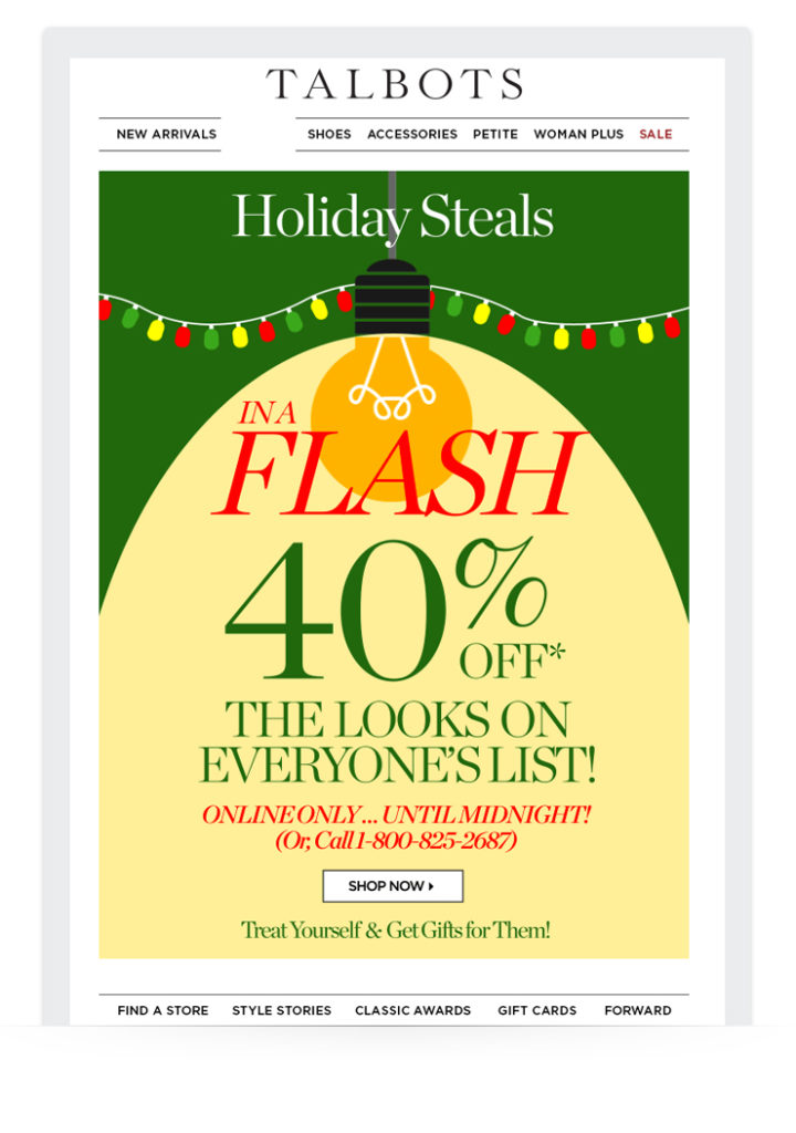 Holiday email limited time discount