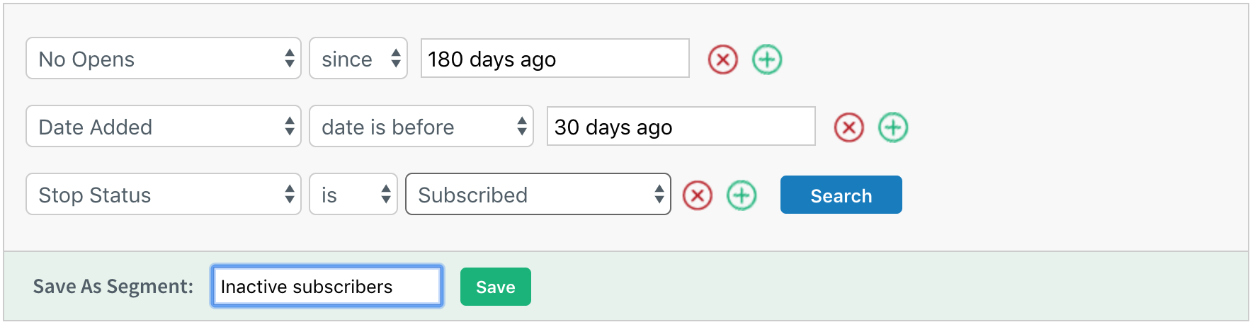 How to create a segment of inactive subscribers