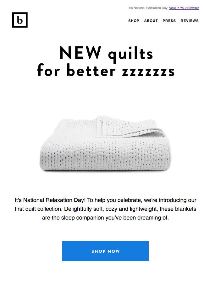 An email from Brooklinen that focuses on the value of the product for sale