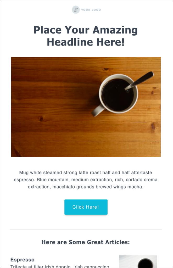 Flat White AWeber email template.