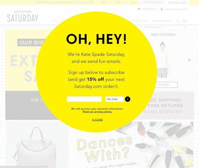 Kate spade sign up form