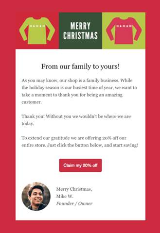 Merry Christmas email template with red background