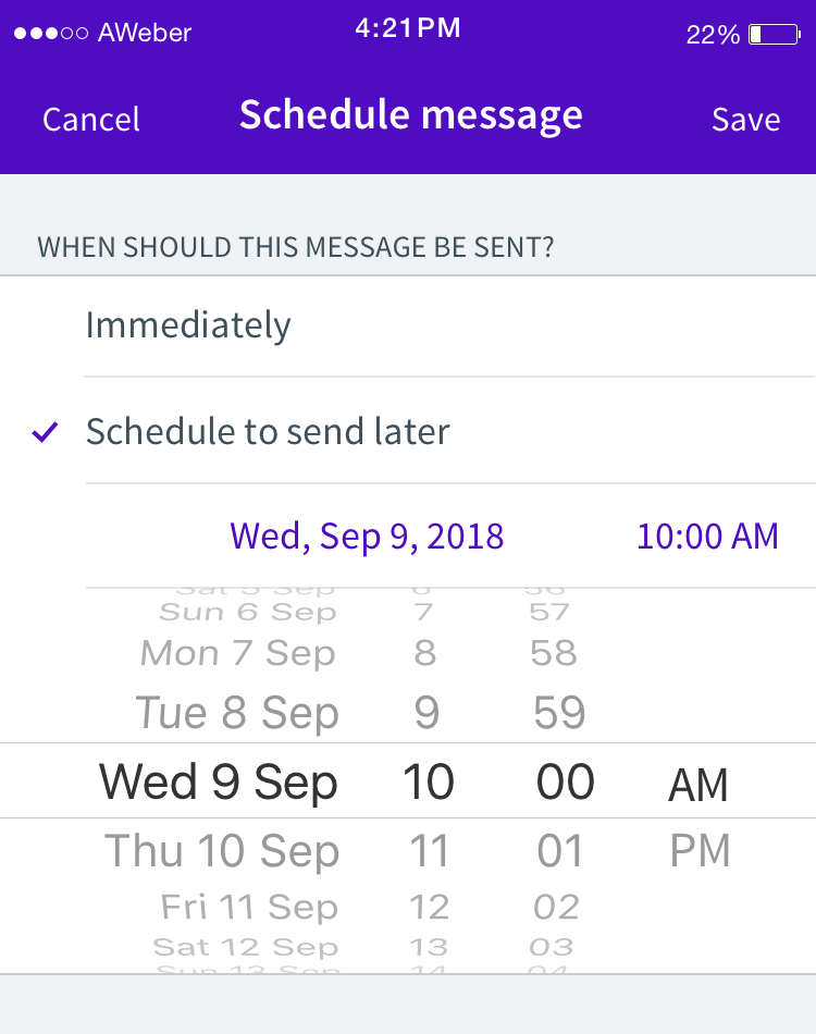 Schedule your date and time for Curate emails.