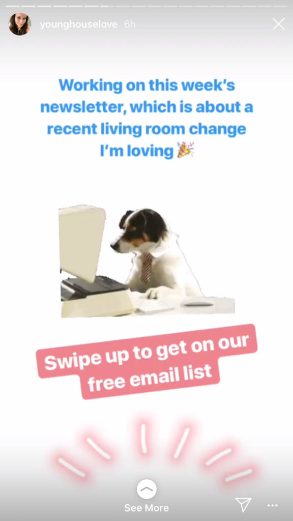 IG Story Email sign up example