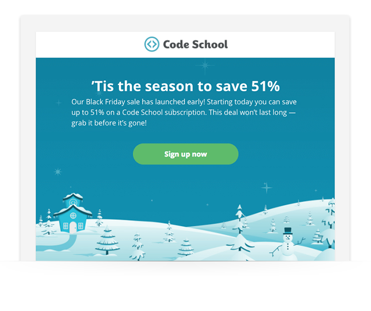 Black Friday email example with discount