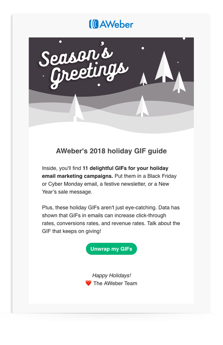 holiday email design with GIF