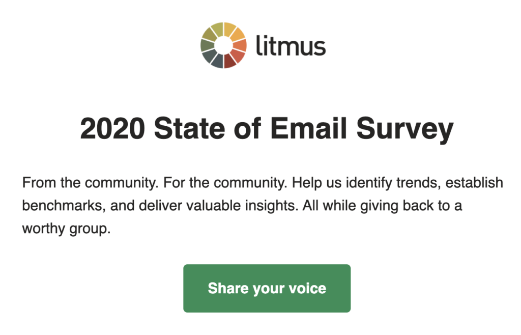 Email survey example from Litmus