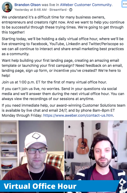 AWeber Office Hours Example