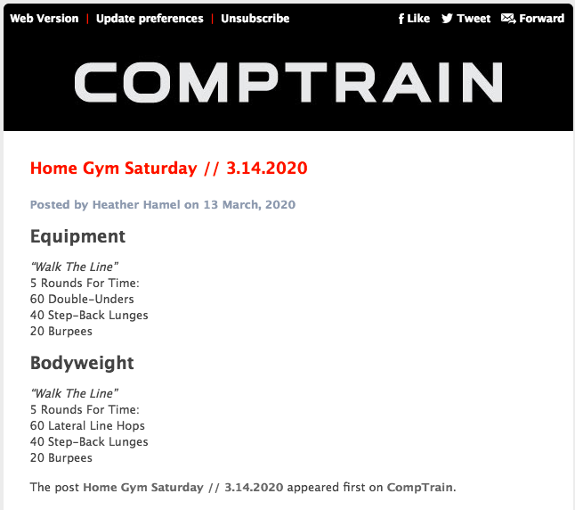 Comptrain Workout Example