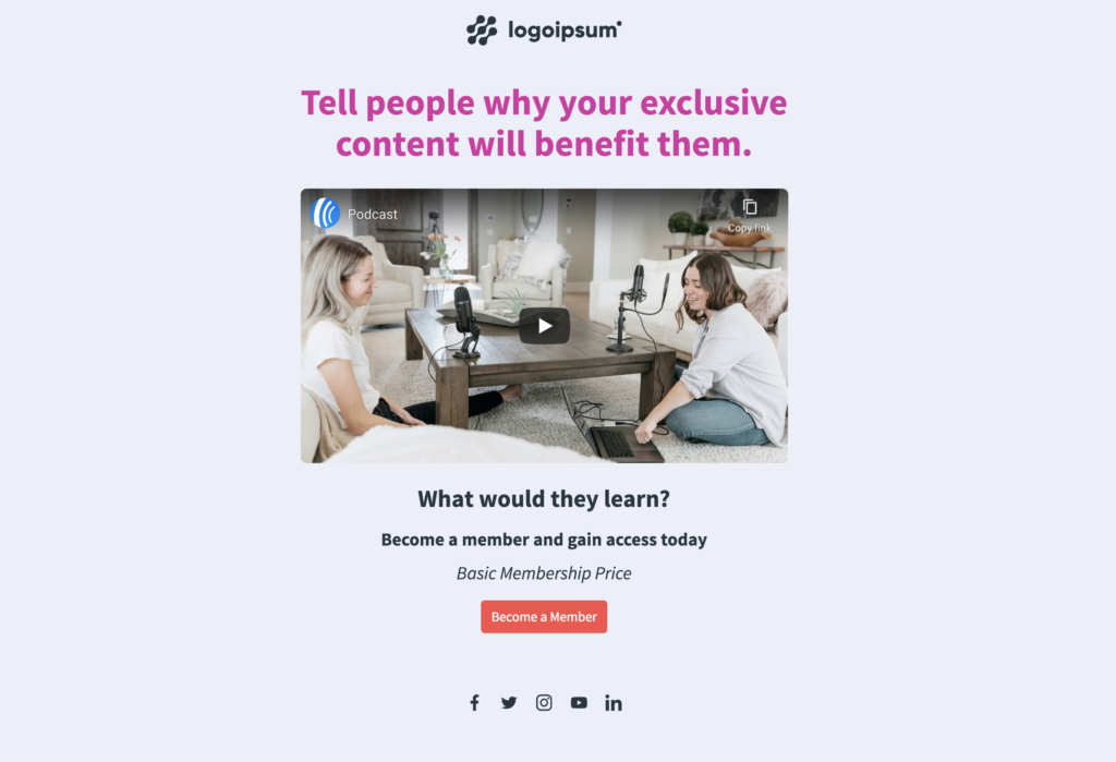 Exclusive content landing page
