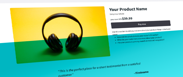 Landing page to sell product