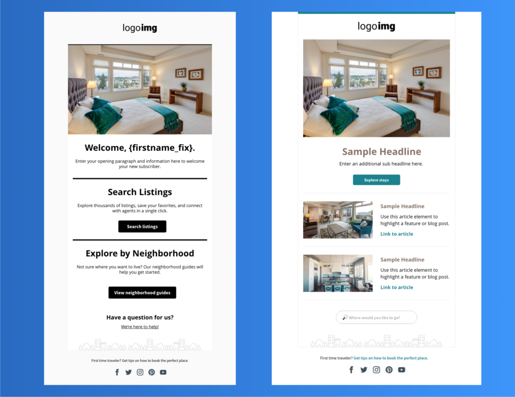 Two email template examples for Real Estate