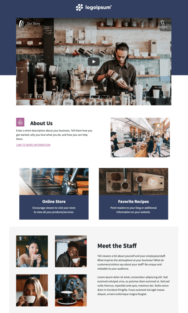 My Store landing page template