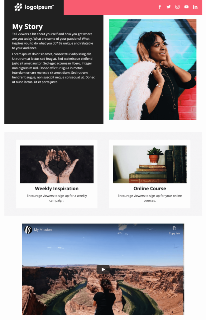 My Story landing page template