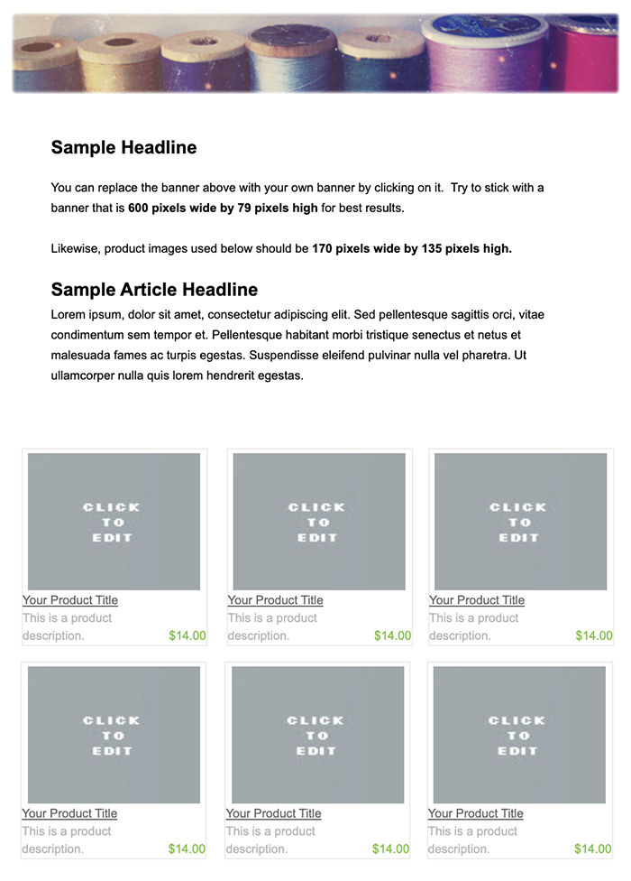 Store Etsy email template 