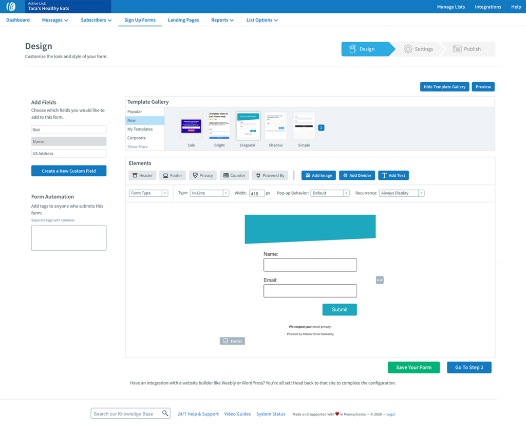 AWeber Sign Up Form Builder