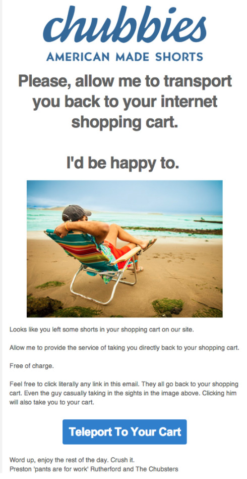 Email marketing example from Chubbies