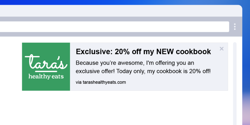 web push notification with exclusive and limited-time offer