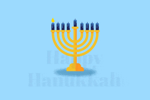 joyeux hanukkah GIF avec bougie allumée