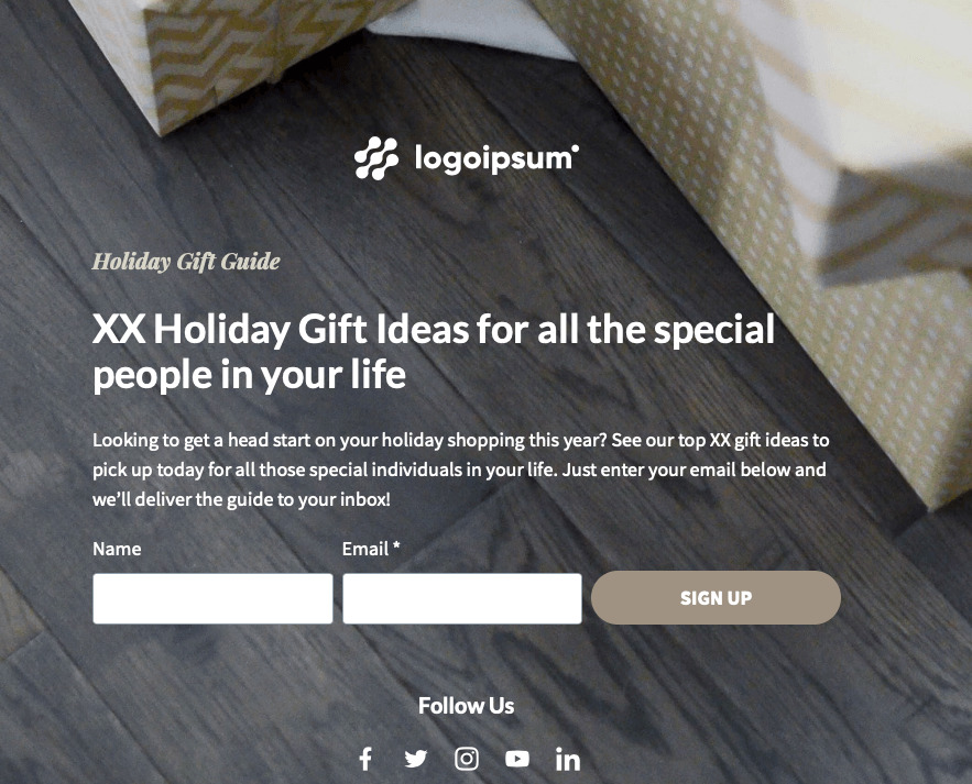 Gift Guide Landing Page
