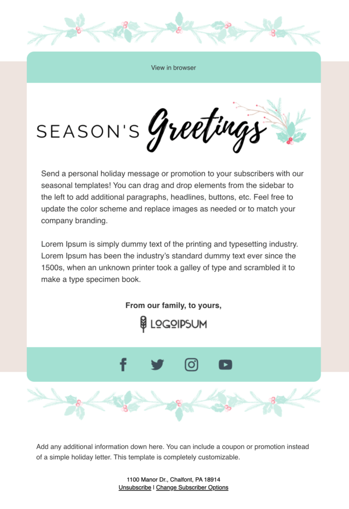 Seasons greeting email template