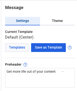 Email Preheader location in the AWeber message editor
