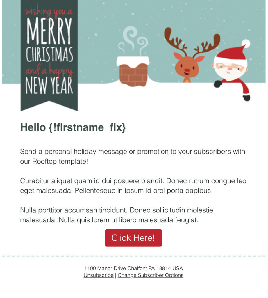 Christmas email template with Santa and Rudolph