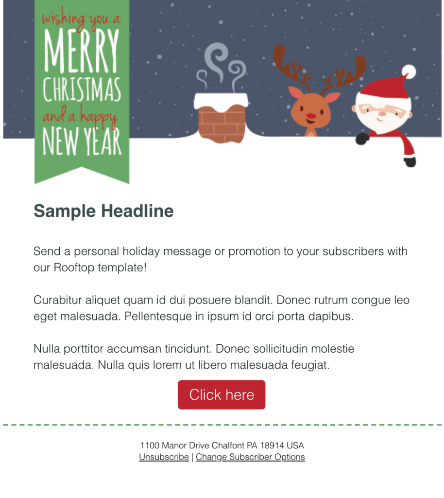 Christmas email template with Santa and Rudolph