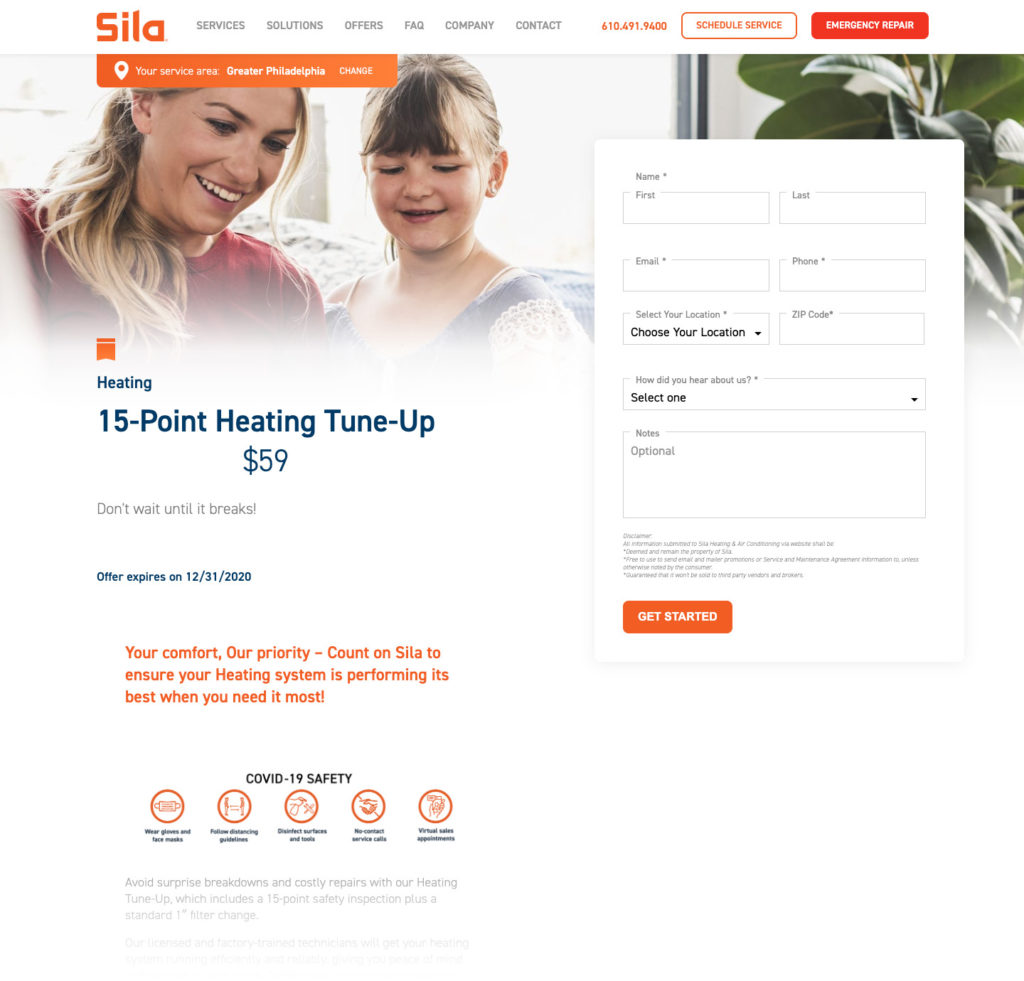 PPC landing page example