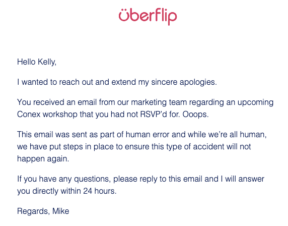 uberflip apology email