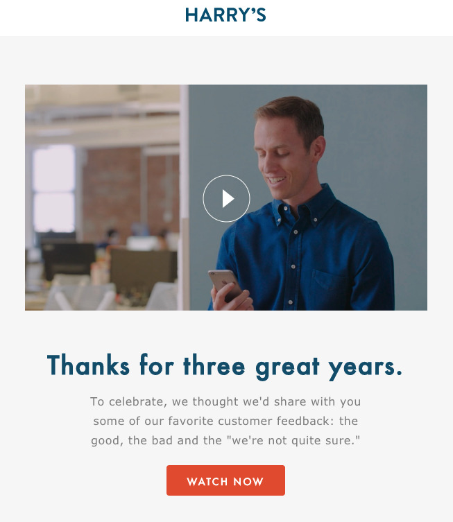 Celebration email with embedded video