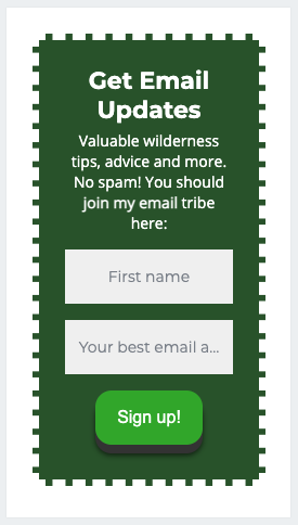 An example of an email sign up form