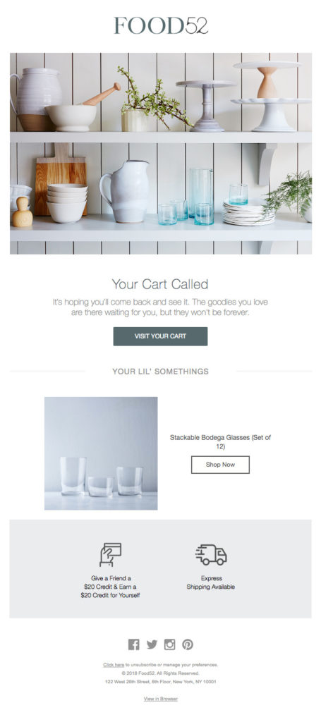 cart abandonment email