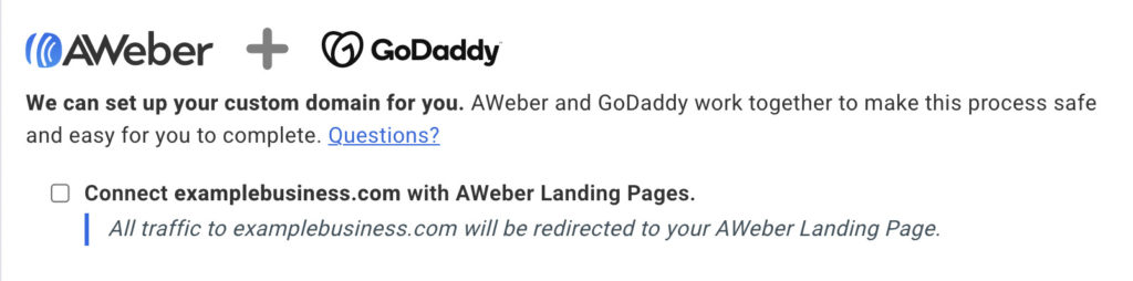 Connect your GoDaddy domains to AWeber automatically.