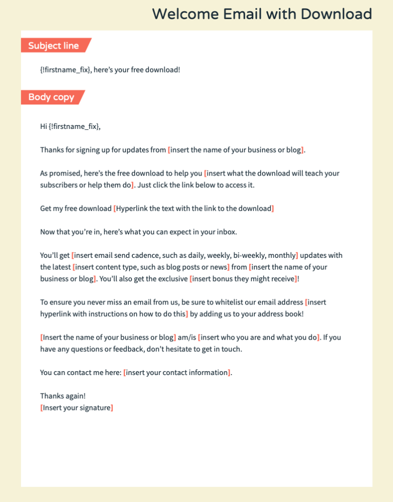 Email writing template