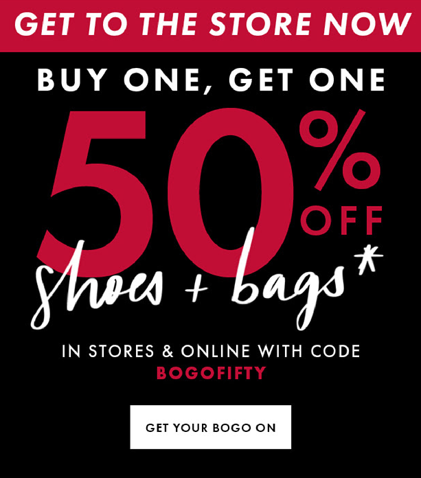 Buy one get one 50% off example from DSW